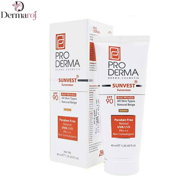 کرم ضد آفتاب و ضد چروک پرودرما رنگ بژ طبیعی SPF90